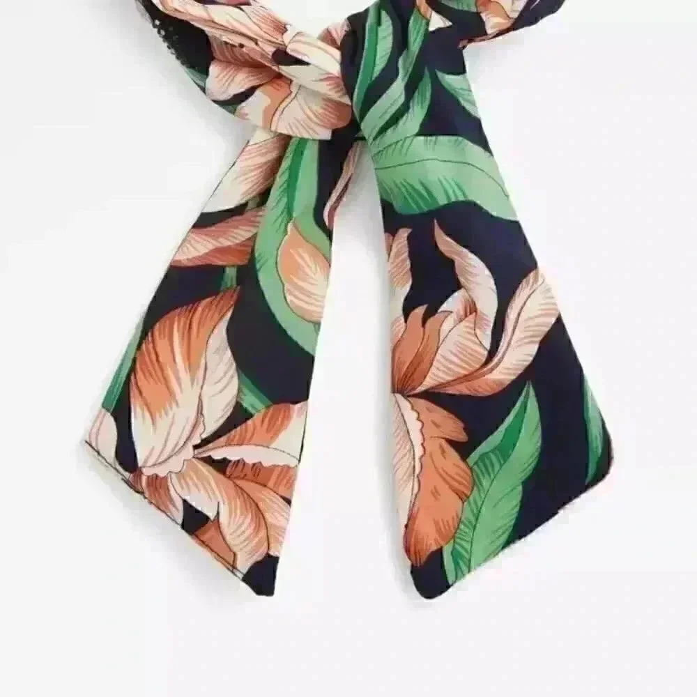 Aldo Women's Green/Navy/Peach Floral with Rhinestone Accents Hair Headband - NEW